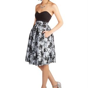 Silver and black velvet ModCloth skirt